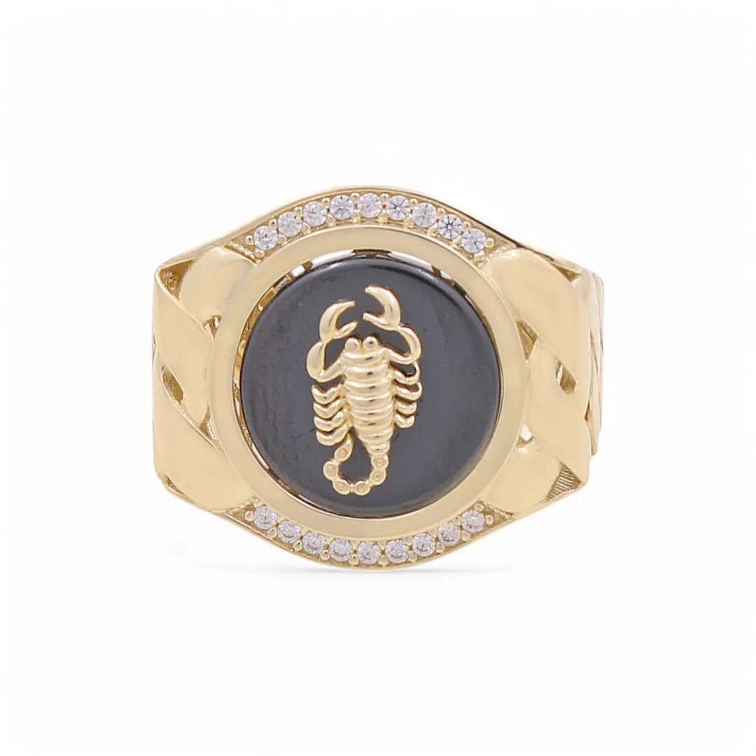 10K Yellow Gold Scorpion Men’s Ring with Onyx Stone / CZ / Size 10 / Weight: 9.1 GR / BPMR0SP