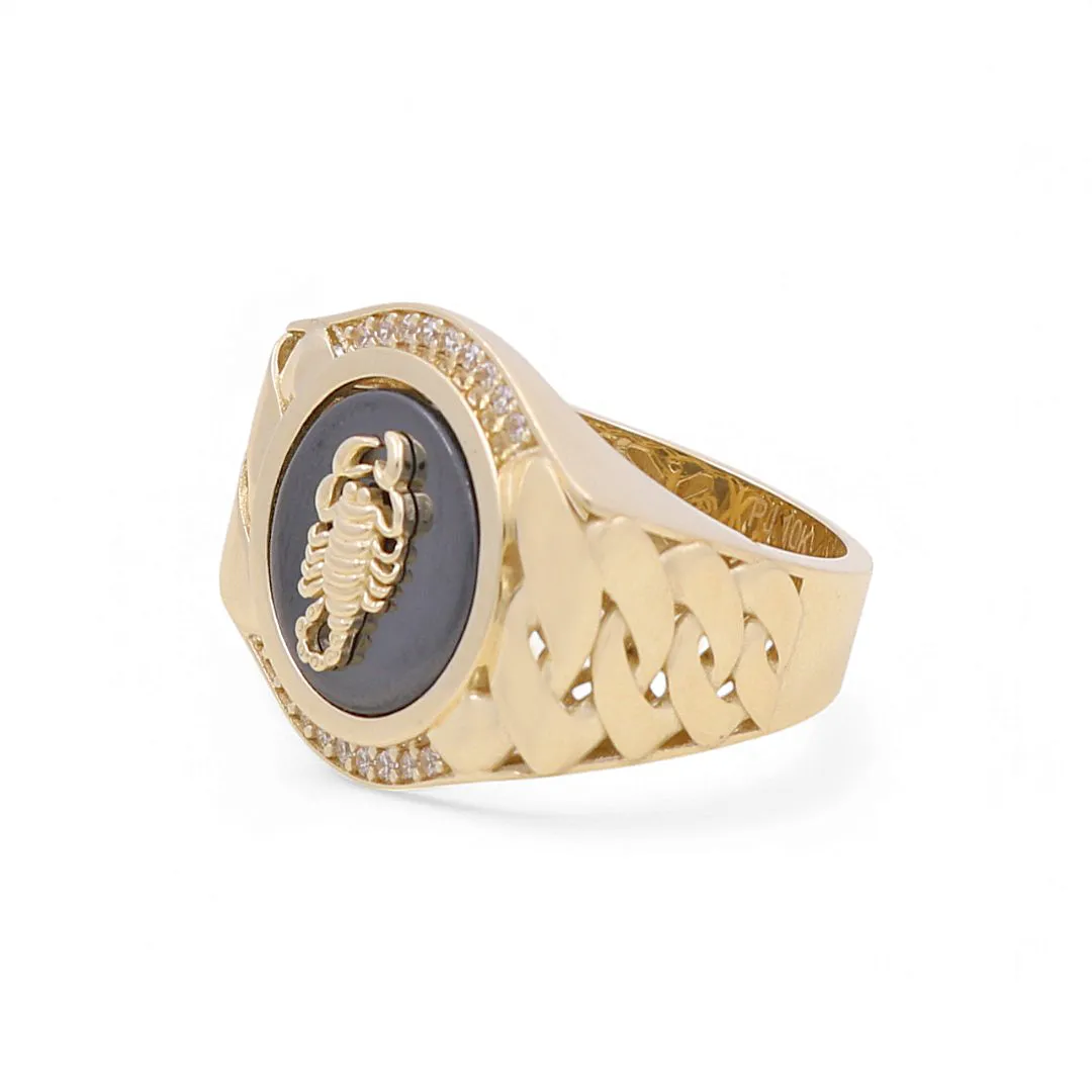 10K Yellow Gold Scorpion Men’s Ring with Onyx Stone / CZ / Size 10 / Weight: 9.1 GR / BPMR0SP