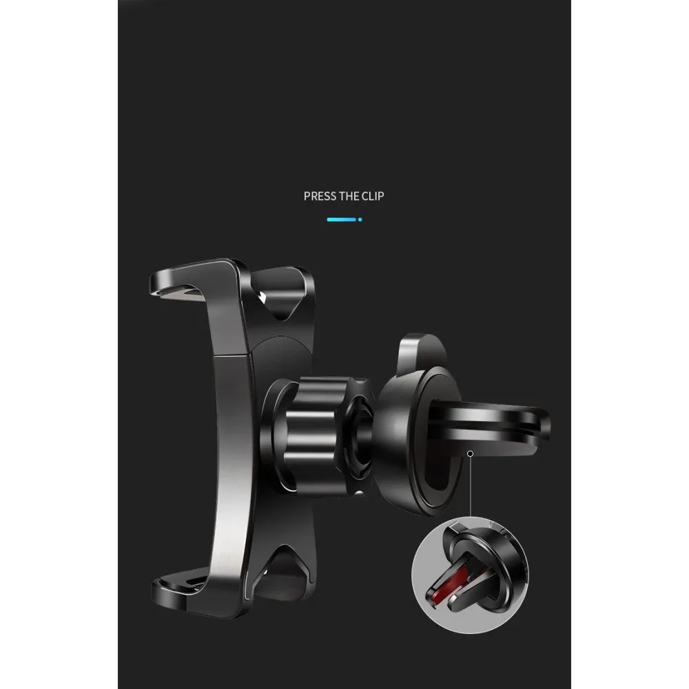 3 in 1 Car GPS Smartphone Holder: Dashboard / Visor Clamp   AC Grid Clip for MaxCom Smart MS453 - Black