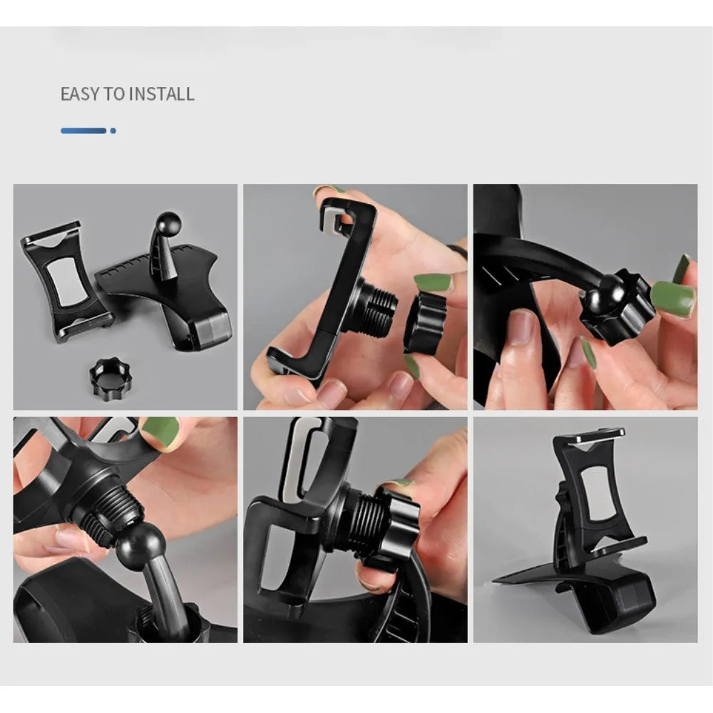 3 in 1 Car GPS Smartphone Holder: Dashboard / Visor Clamp   AC Grid Clip for MaxCom Smart MS453 - Black