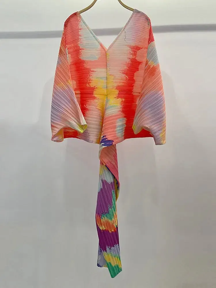 Abstract Paintsplat Pleated Dress