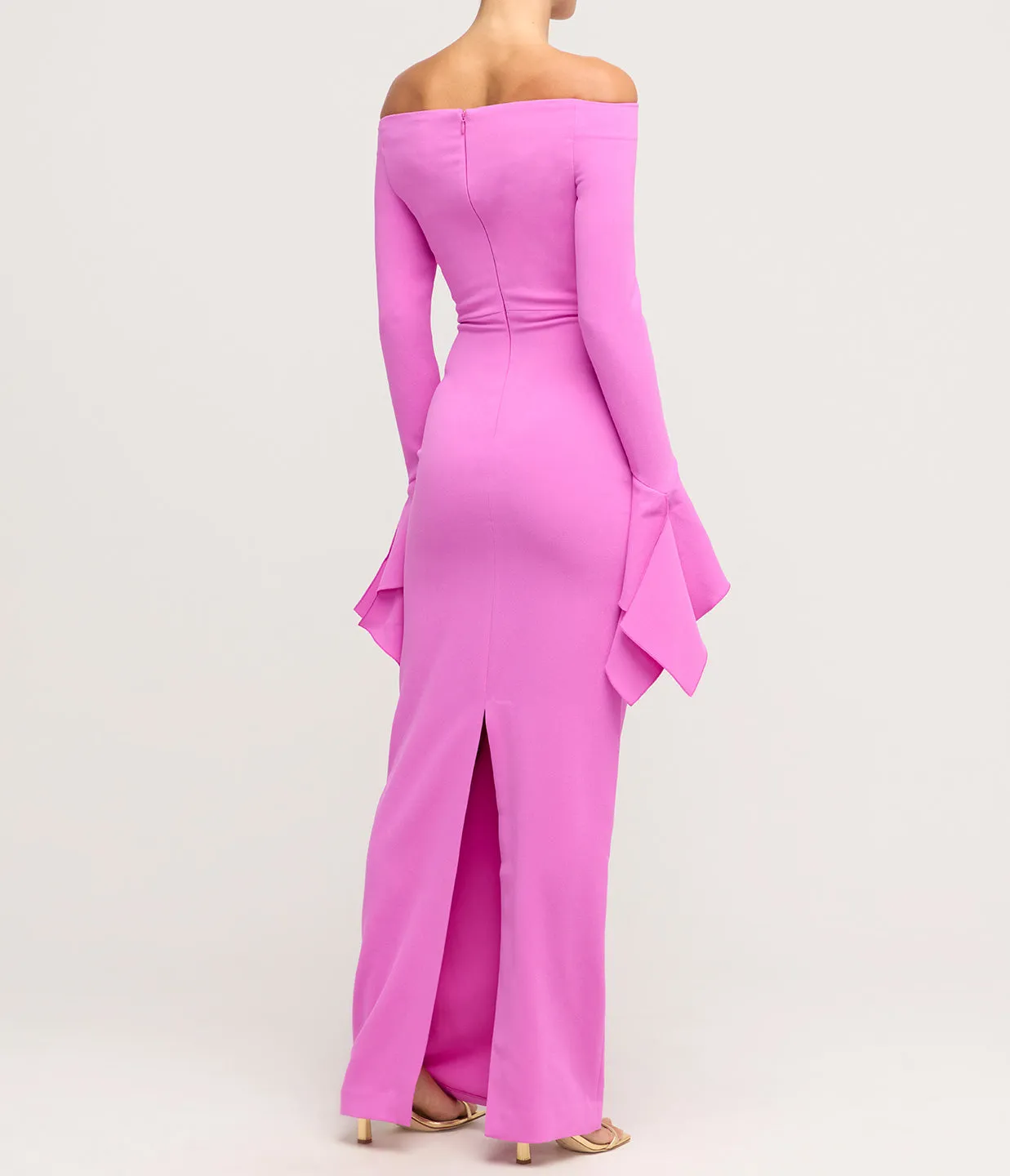 Amalie Long Sleeve Crepe Dress in Pink