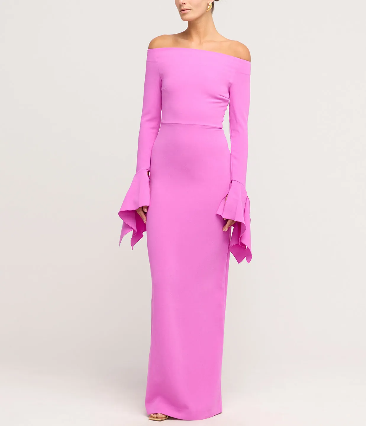 Amalie Long Sleeve Crepe Dress in Pink