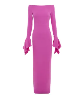 Amalie Long Sleeve Crepe Dress in Pink