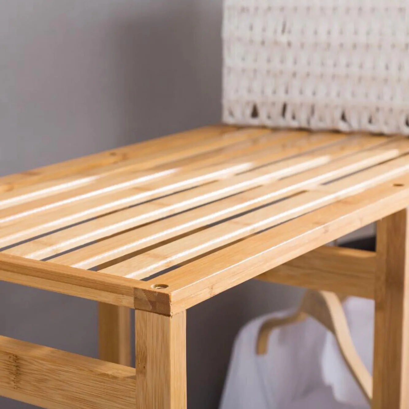 Bamboo Wood Clothes Rail | Open Clothes Rack with 6 Shelves | Natural