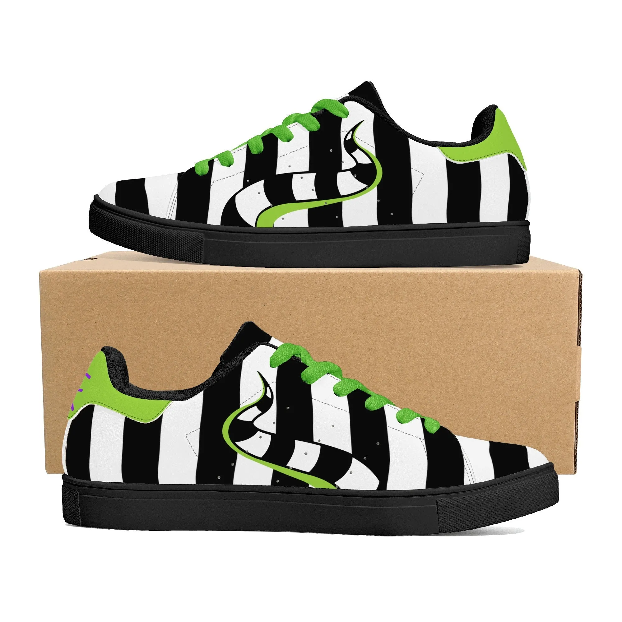 Beetlejuice & Sandworm Low top Vegan Leather Sneakers (Women's sizes)