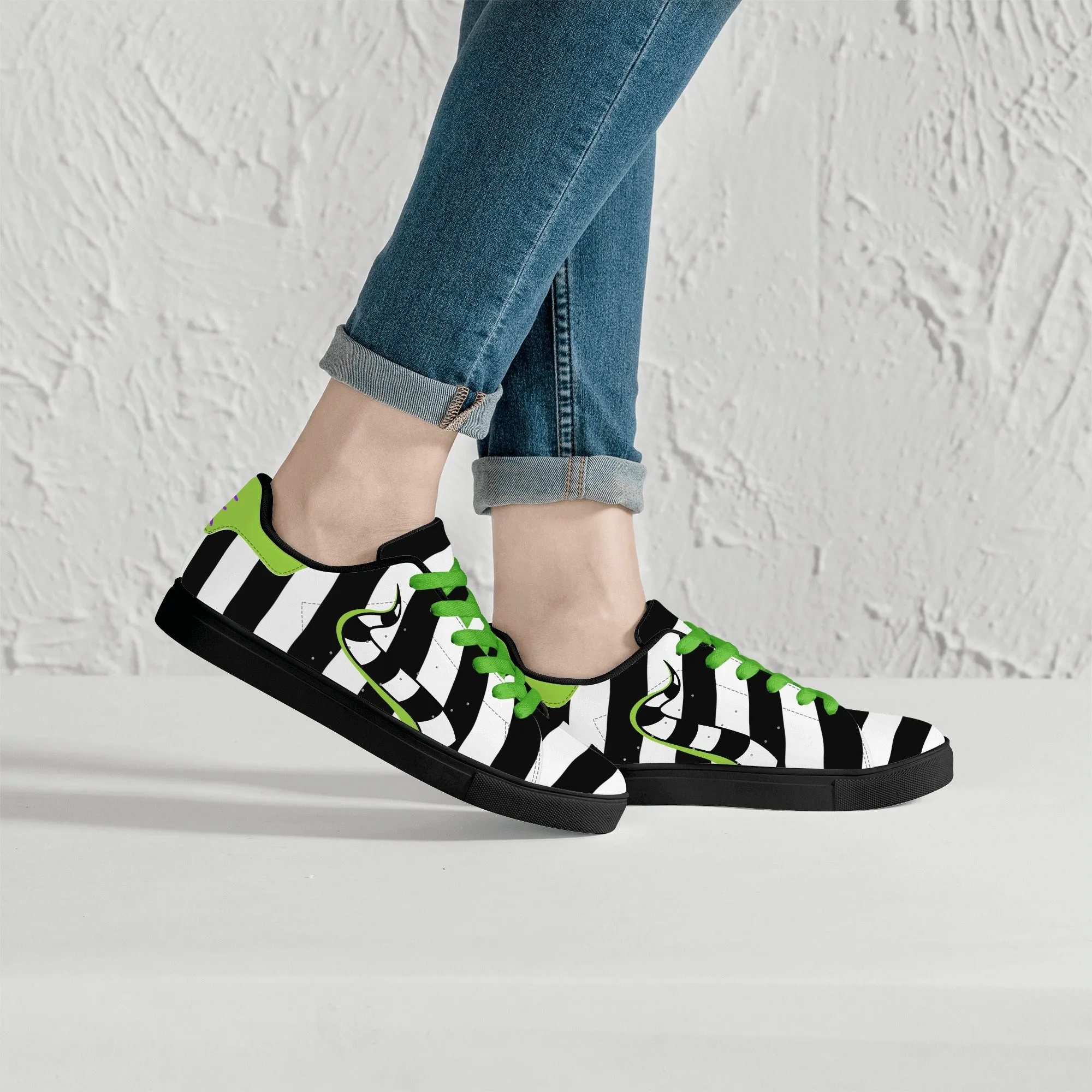 Beetlejuice & Sandworm Low top Vegan Leather Sneakers (Women's sizes)
