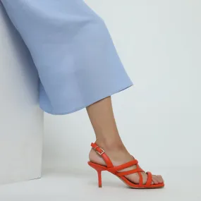 Betsy Flame Orange Kitten Heel Sandals