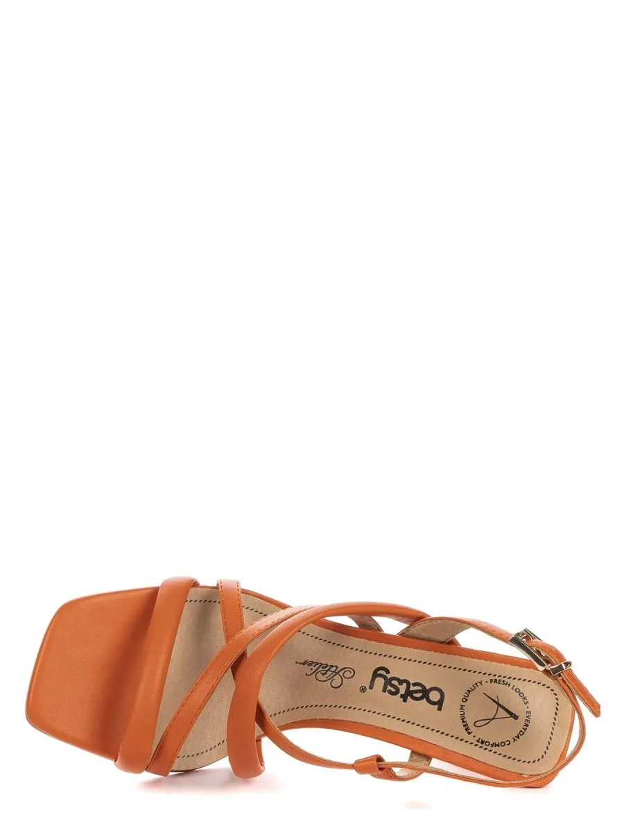 Betsy Flame Orange Kitten Heel Sandals