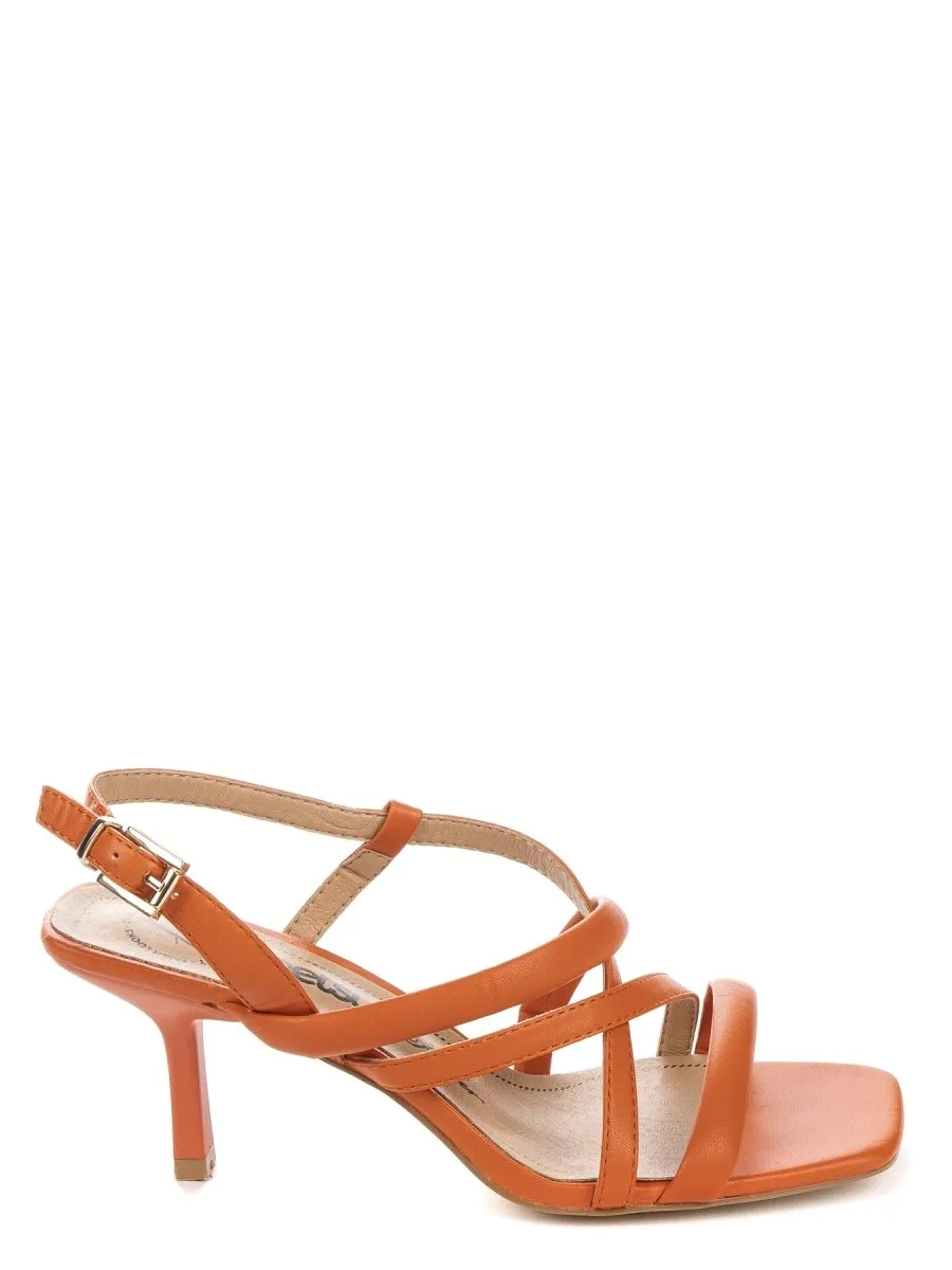 Betsy Flame Orange Kitten Heel Sandals
