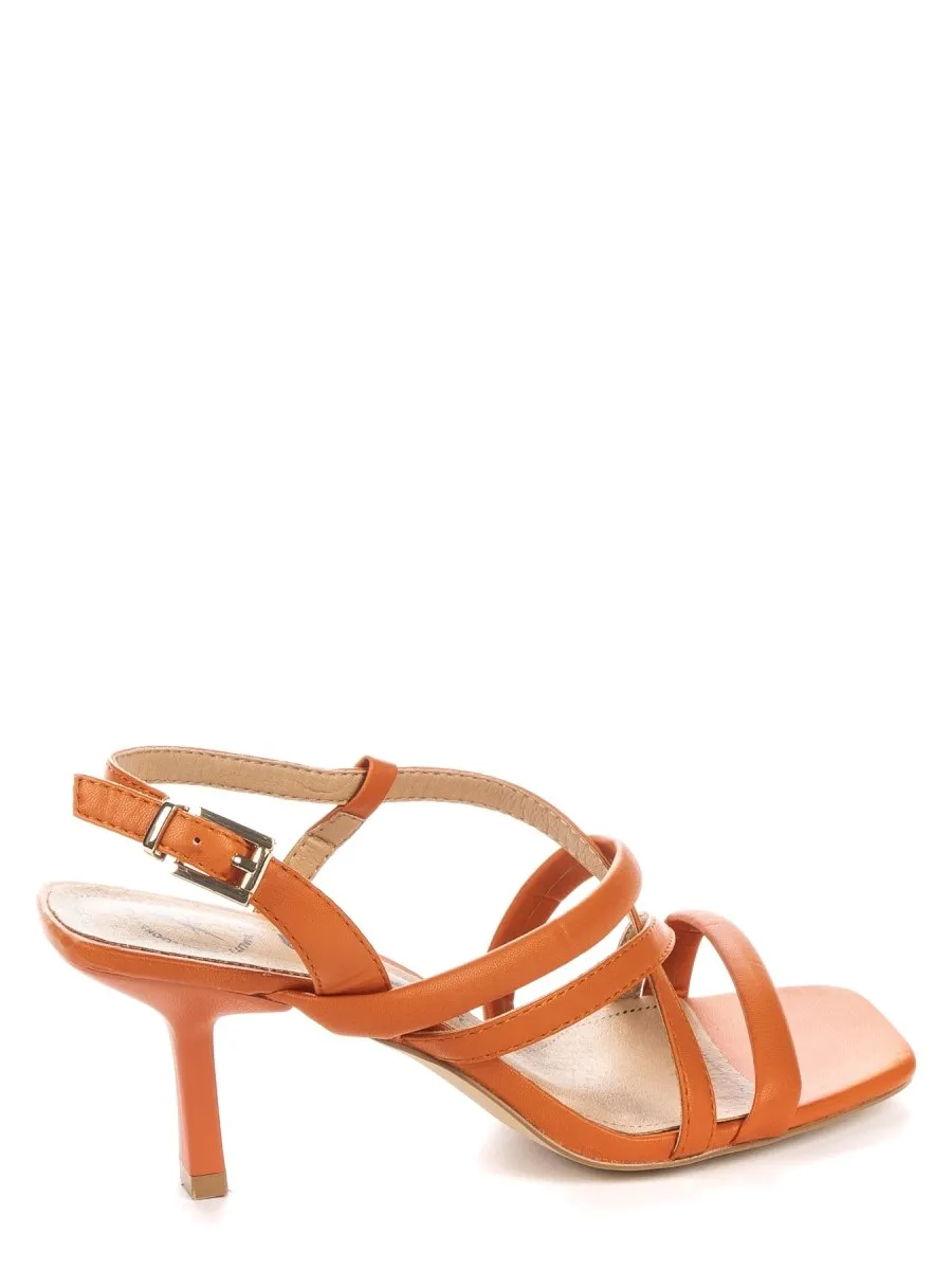 Betsy Flame Orange Kitten Heel Sandals