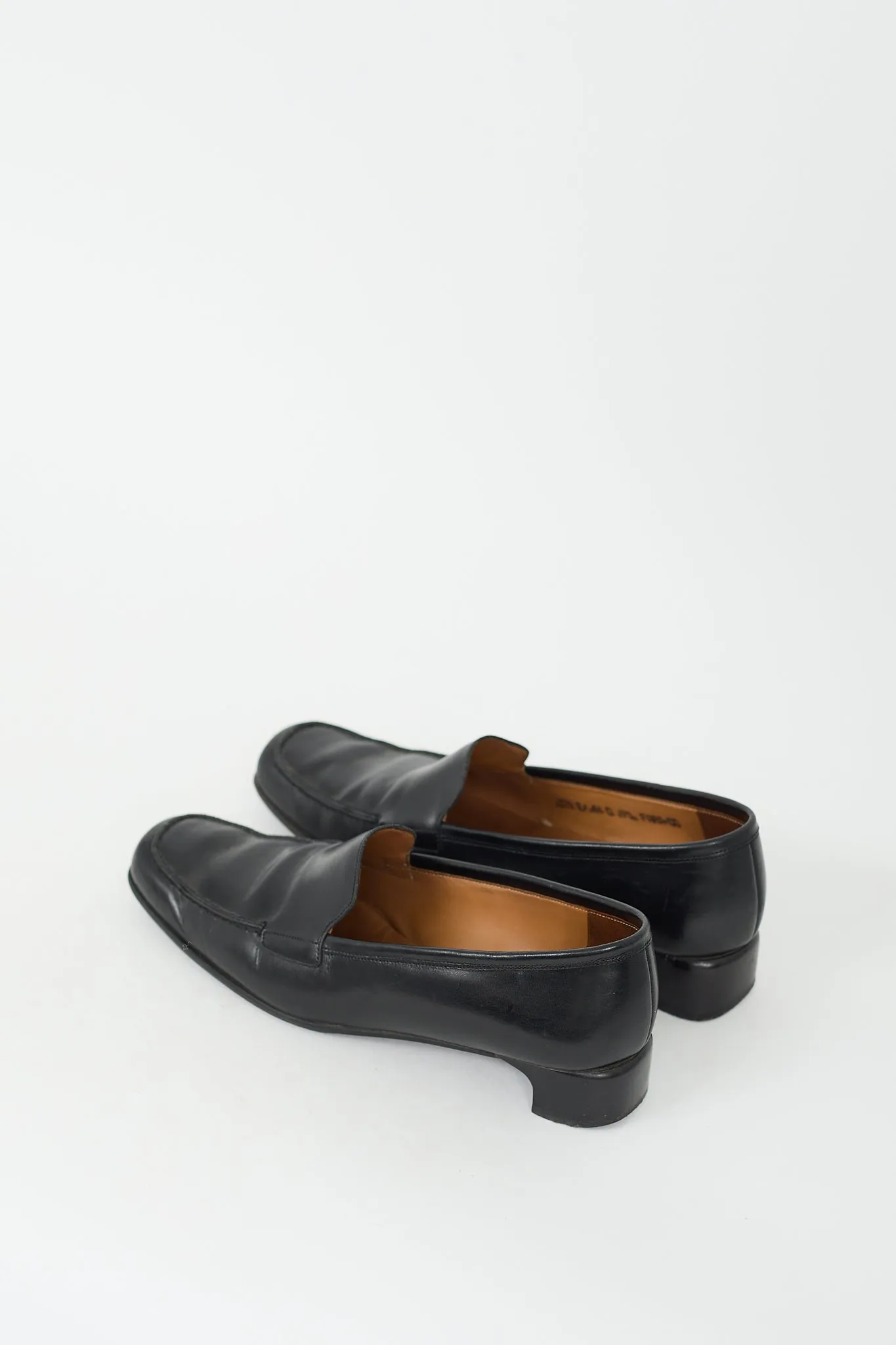 Black Leather Heeled Loafer