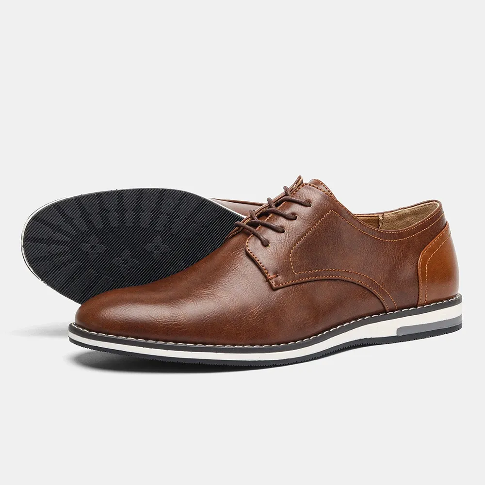 Classic Brown Lace-up Vegan Leather Shoes | For Everyday Wear