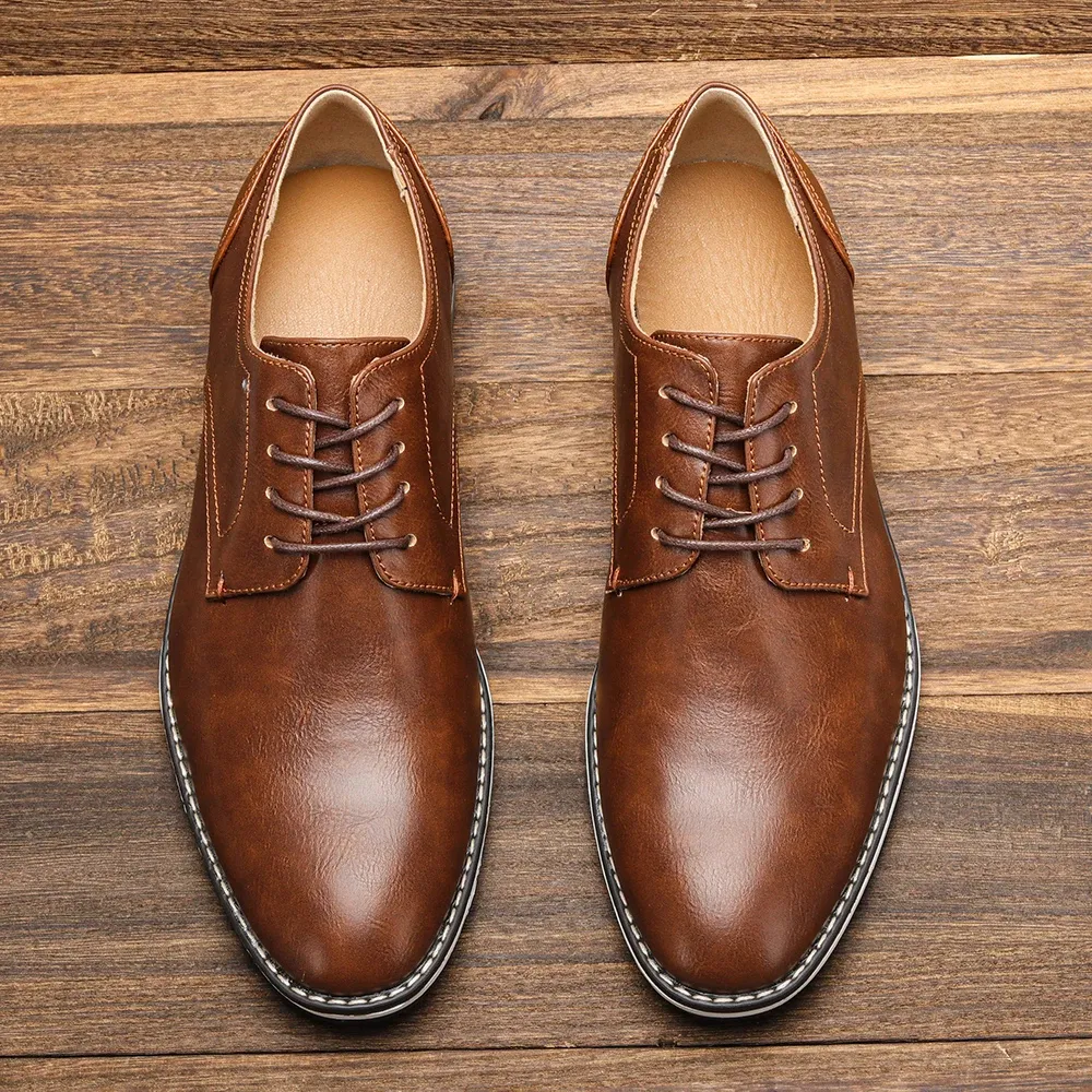 Classic Brown Lace-up Vegan Leather Shoes | For Everyday Wear