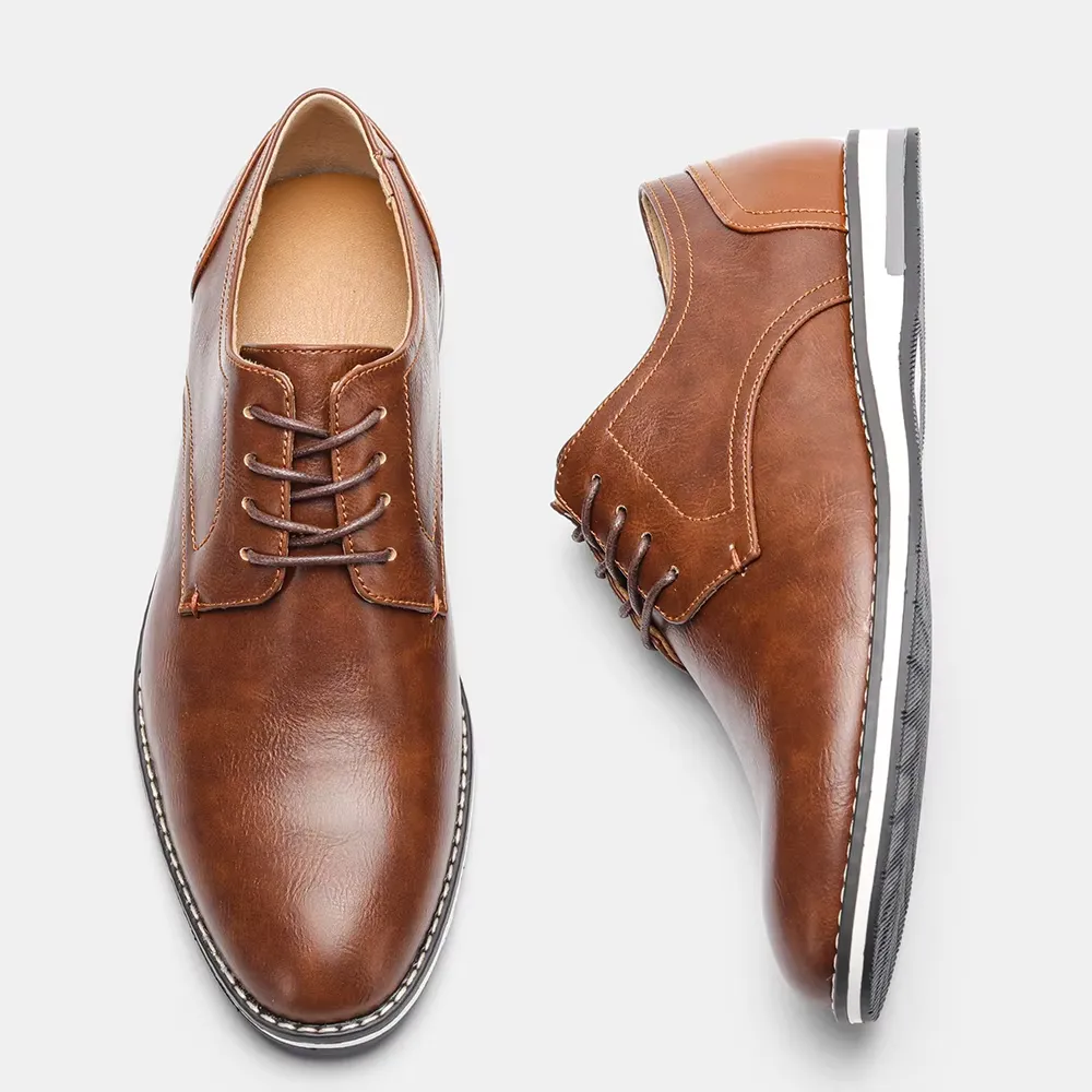 Classic Brown Lace-up Vegan Leather Shoes | For Everyday Wear