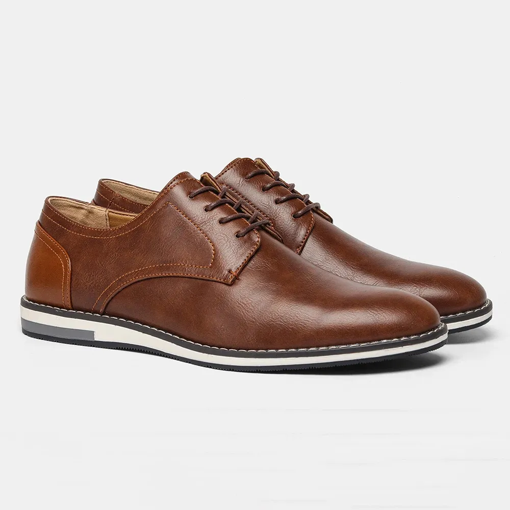 Classic Brown Lace-up Vegan Leather Shoes | For Everyday Wear