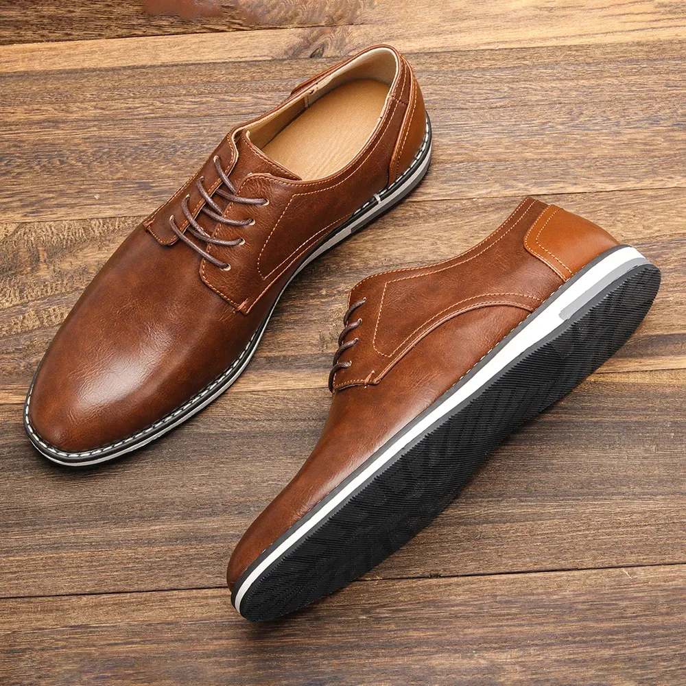Classic Brown Lace-up Vegan Leather Shoes | For Everyday Wear