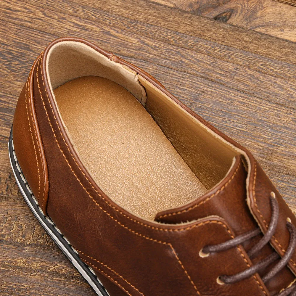 Classic Brown Lace-up Vegan Leather Shoes | For Everyday Wear