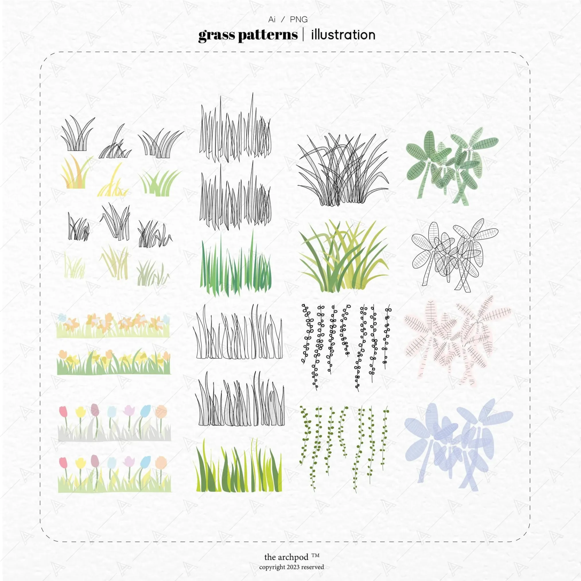 Colorful Grass and Flowers