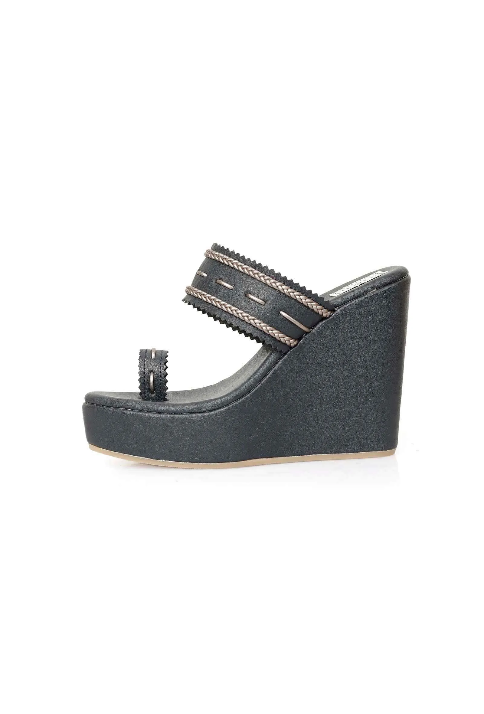 Midnight Blue Kolhapuri Inspired Wedges