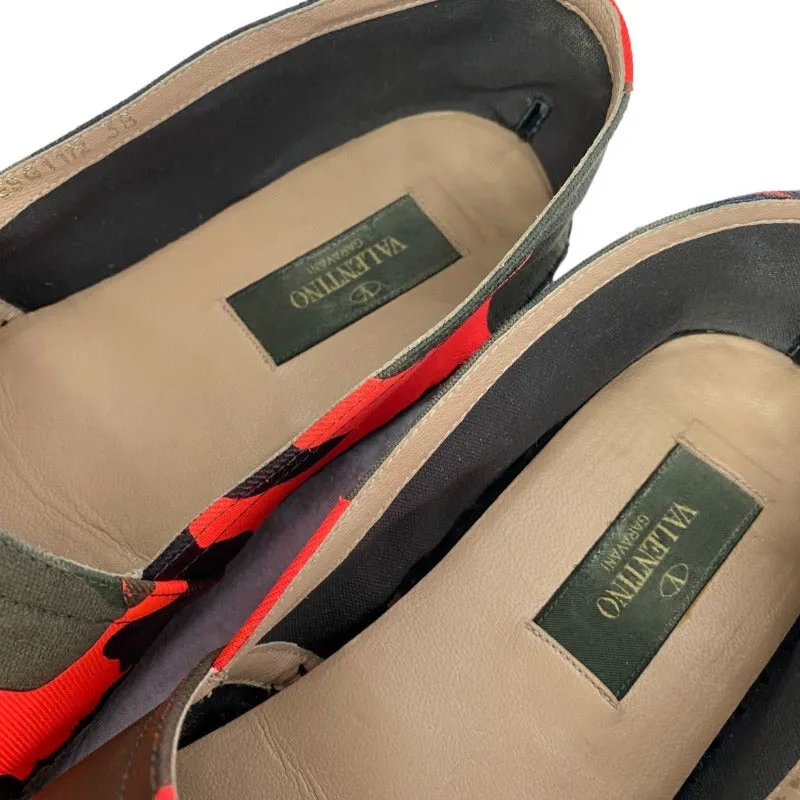 NEW VALENTINO GARAVANI Orange Camouflage Canvas Flat Espadrilles, Size 38