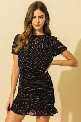 Polka Dot Ruffle Detailed Dress
