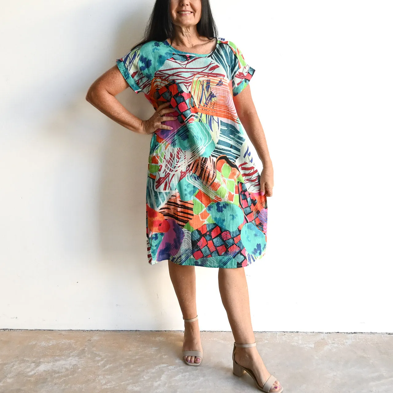 Short Sleeve Tunic Dress by Orientique Australia - St Barths - 30047