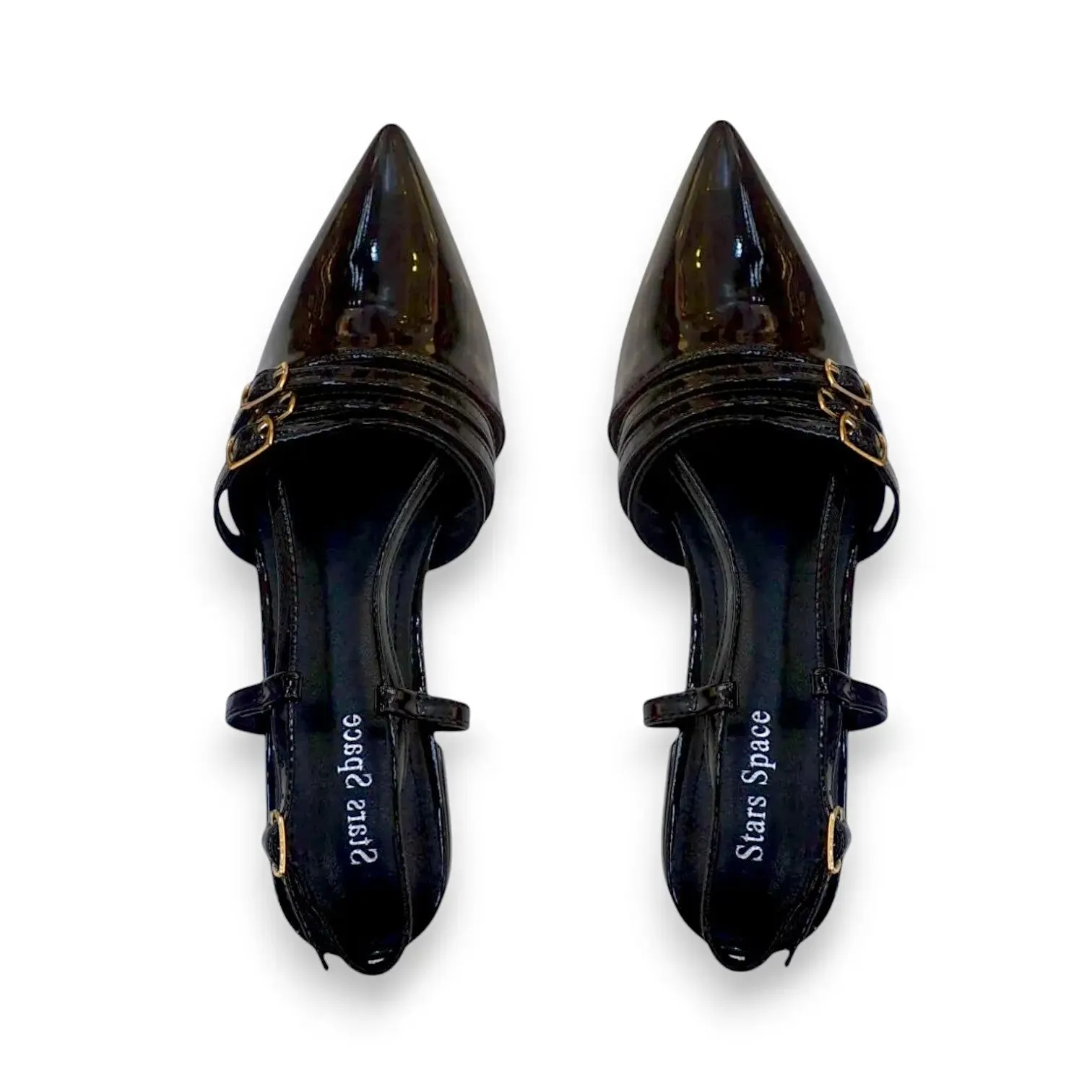 Star Space Patent Leather Sandals Flats