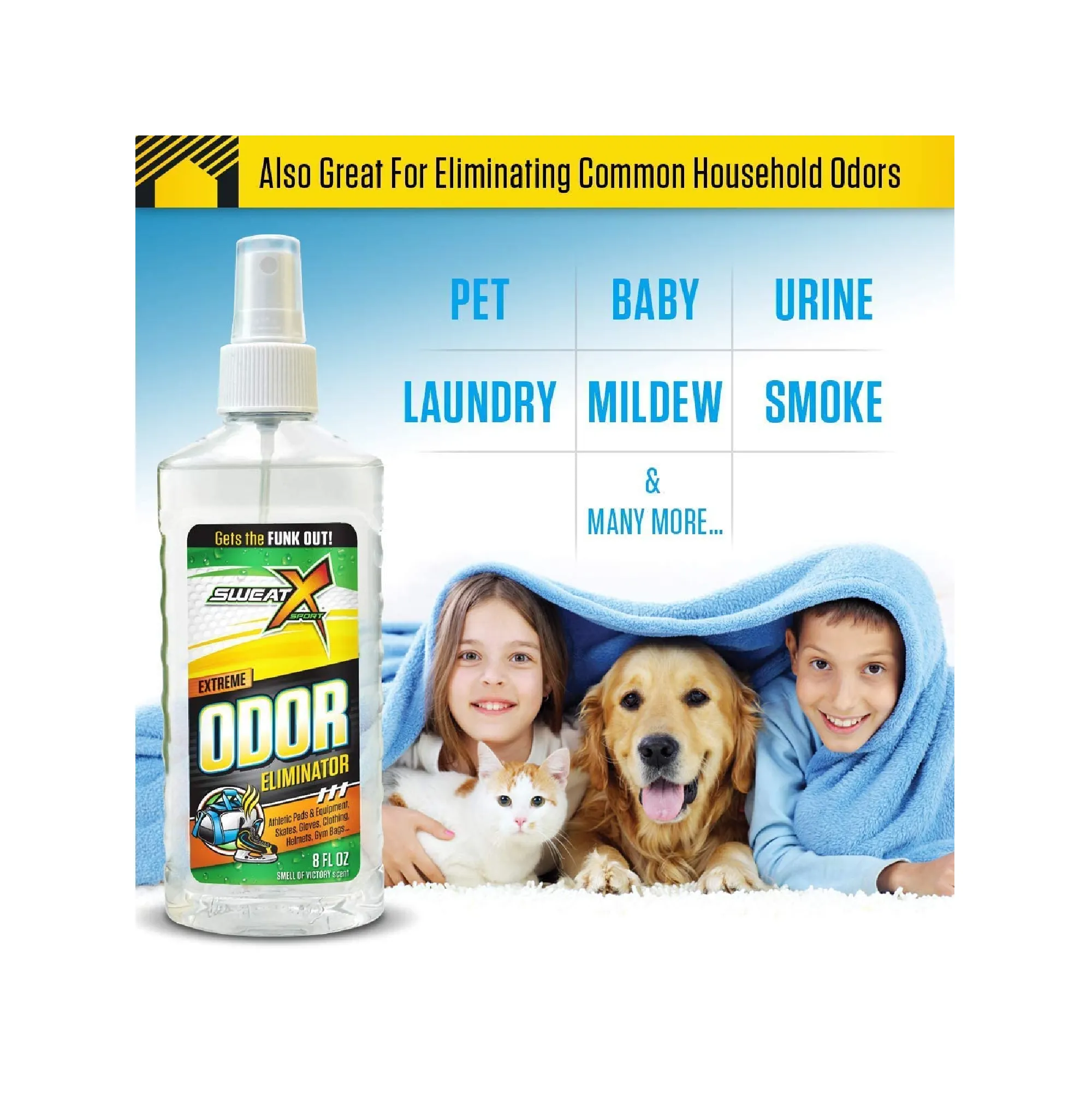 Sweat X Sport Extreme Odor Spray, Multipurpose Deodorizer for Stinky Shoes | 8oz