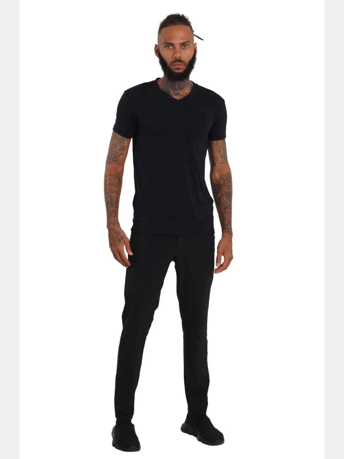 Taipei Mens Black Slim Fit Trousers