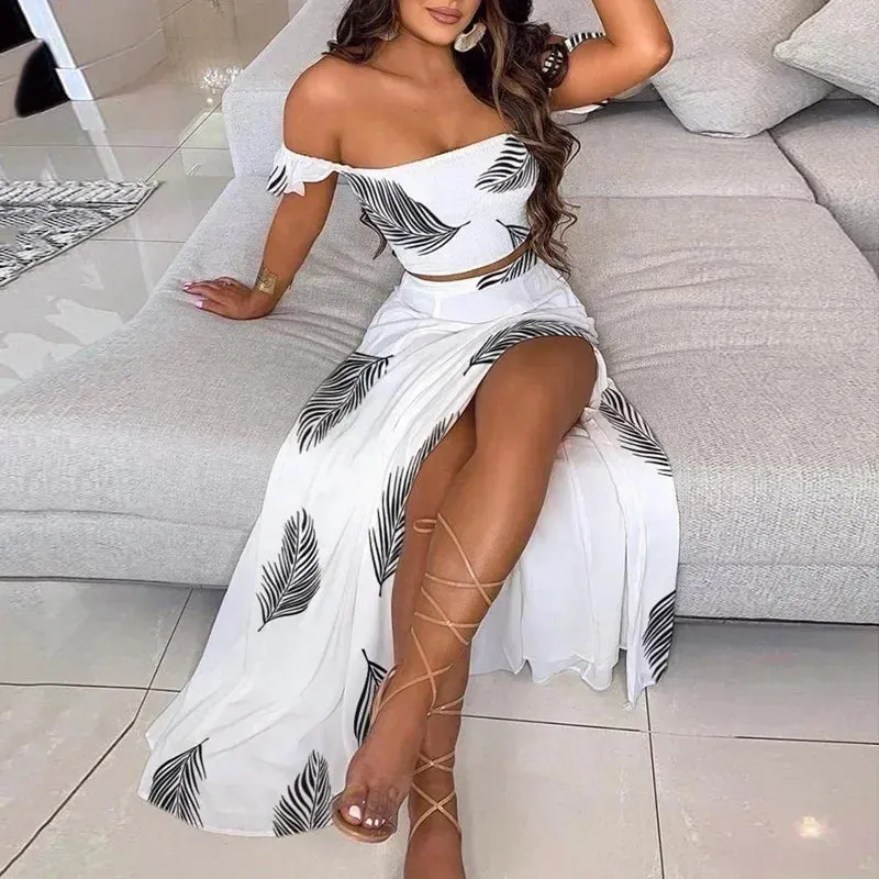 Two Piece High Spit Summer Skirt Set