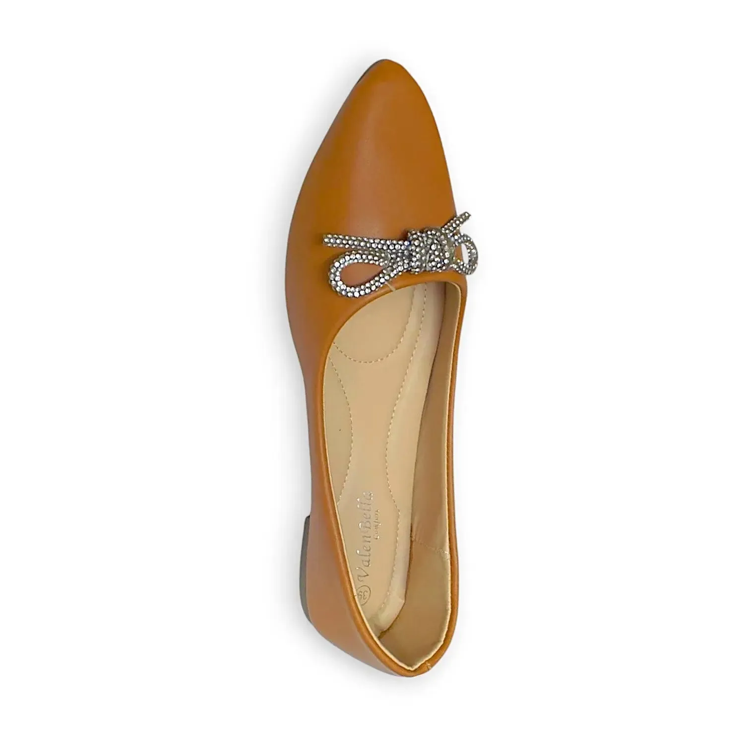 ValenBella Rhinestone Bow Pointed Flats